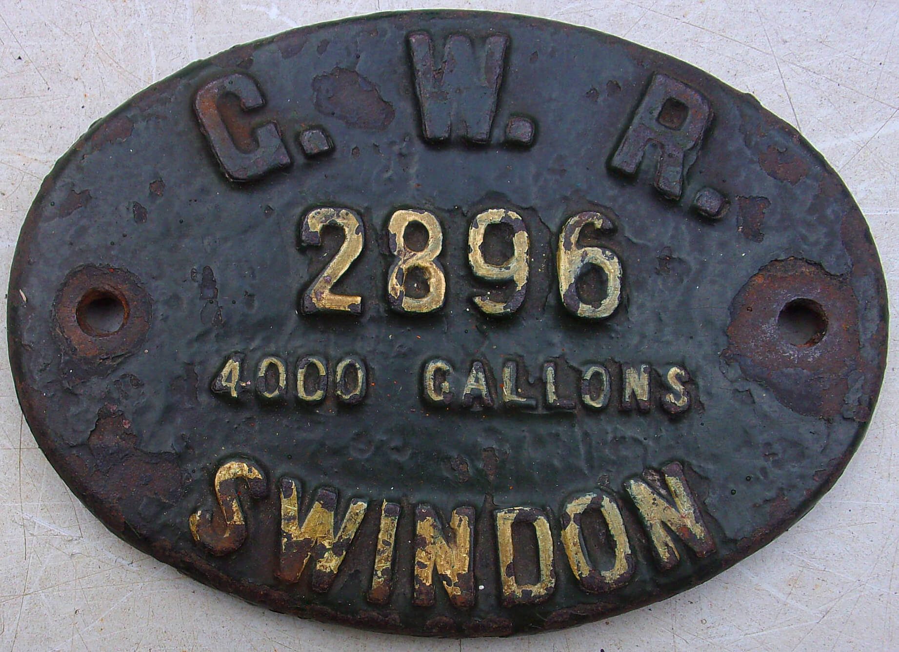 GWR Tenderplate “GWR 2896 4000 Gallons Swindon”. - Great Northern ...